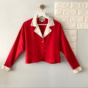 Vtg 80s charming raw silk buttoned light jacket